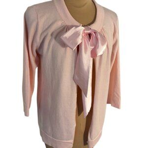 Kikit Pink Knit Satin Tie 3/4 sleeve Cardigan size med